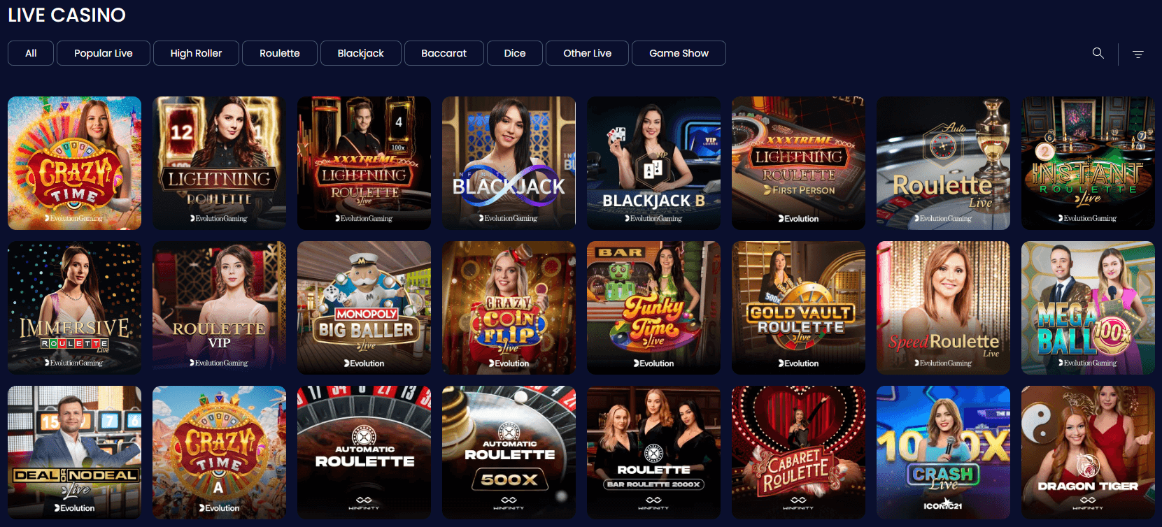 Live casino met toonaangevende providers